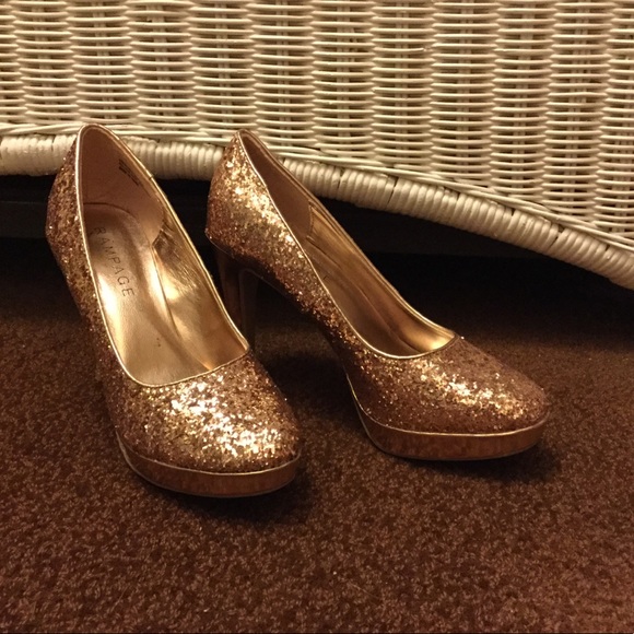 Rampage Rose Gold Glitter Heels - Picture 1 of 4